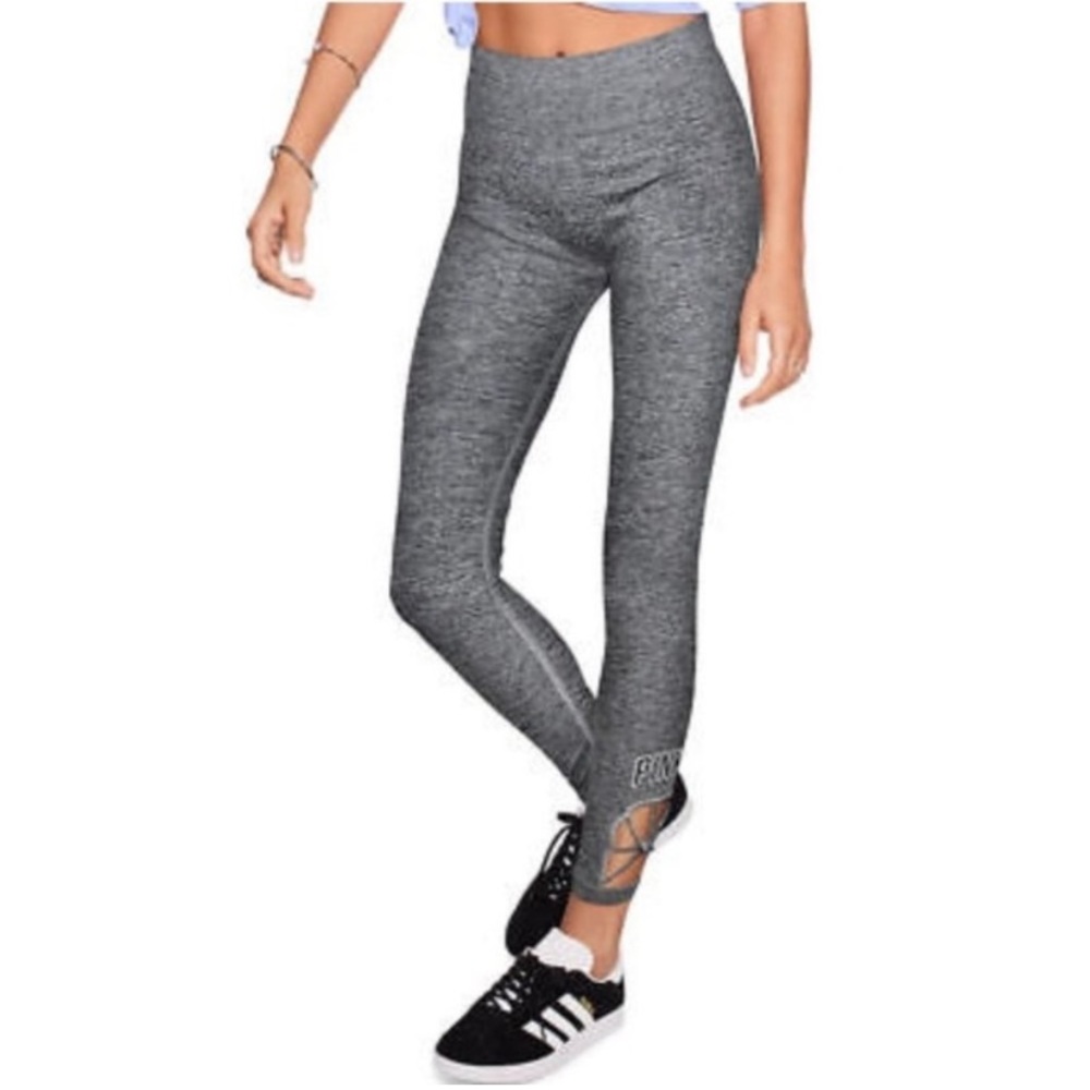 PINK Victoria’s Secret Ultimate Static Gray Marled Leggings With Ankle Detail